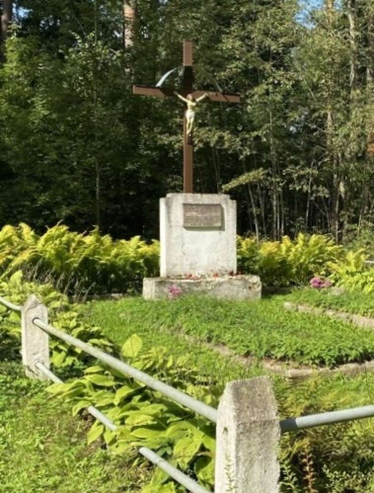 Memorial to the patients shot at the Aglona Catholic Gymnasium Psychiatric Hospital