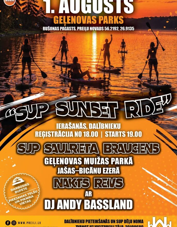 &ldquo;SUP sunset ride&rdquo; Geļenovas muižas parkā