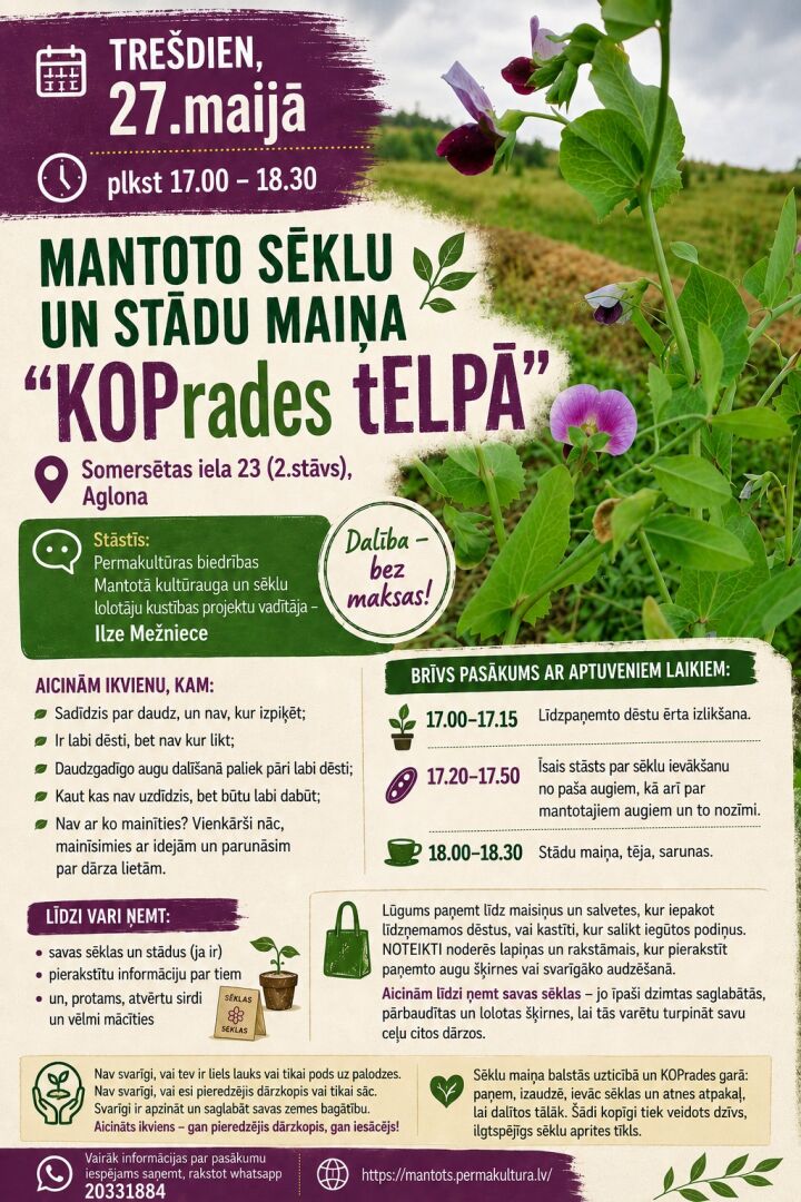 Mantoto sēklu un stādu maiņa &ldquo;KOPrades tELPĀ